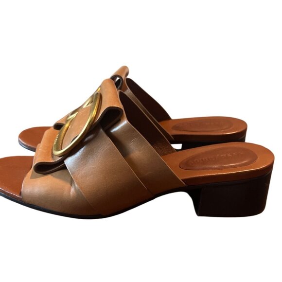 See By Chloe Jarvis Mule Womens Leather Slide Sandals Size 8.5 Brown - Picture 1 of 10